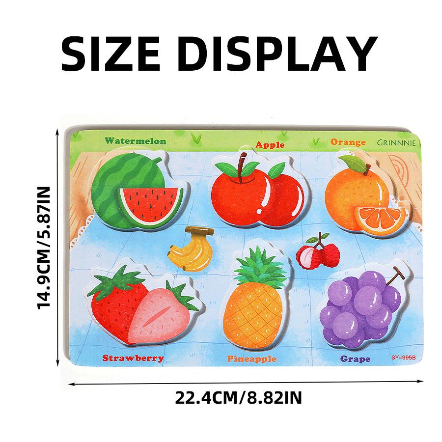 edutree Wooden Peg Puzzles for Toddlers 1 2 3 4, 6 Pack Educational Peg Puzzles Montessori Toys, Learning Puzzles for Kids Girs Boys with Alphabet Number Animal Vehicle Shape, Halloween gift