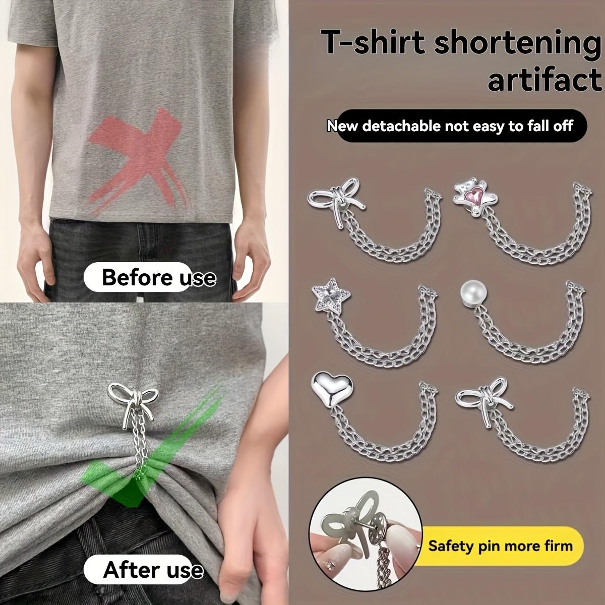 Adjustable Cuff Clips Set of 6, No Sewing Required, Detachable Durable Fabric Fasteners, Ideal for Shirts & Jeans, Stylish Clothing Accessories