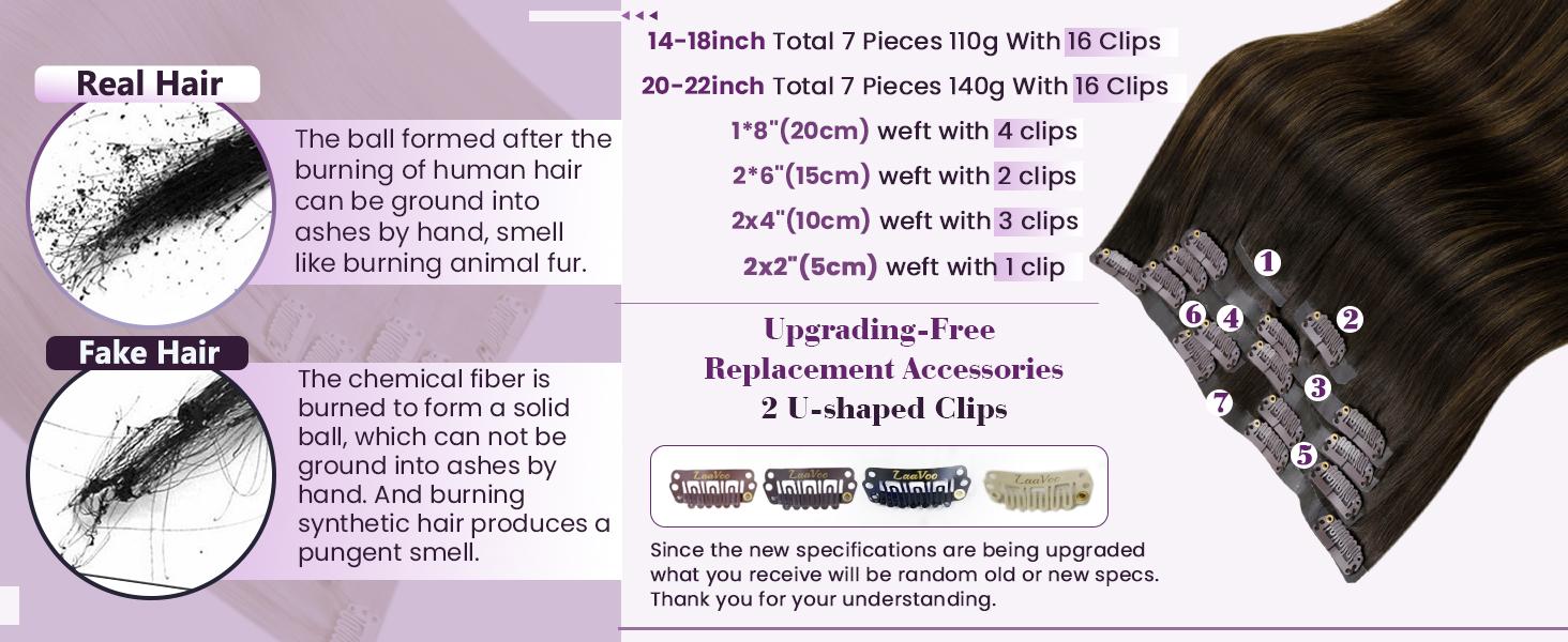 LaaVoo Seamless Clip in Hair Extensions Real Human Hair Invisible PU Weft 7 Counts Outdoorfun TikTokShopBlackFriday