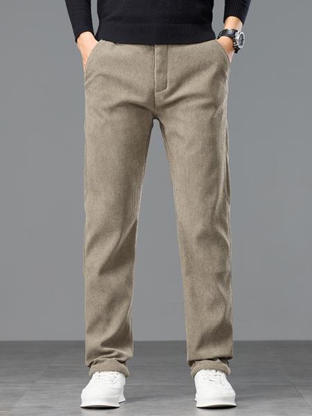 Men's Winter Casual Pants Thickened Fleece Lined Warm Outdoor Business Long Trousers, New Arrival Fall & Winter Fashion Clothing