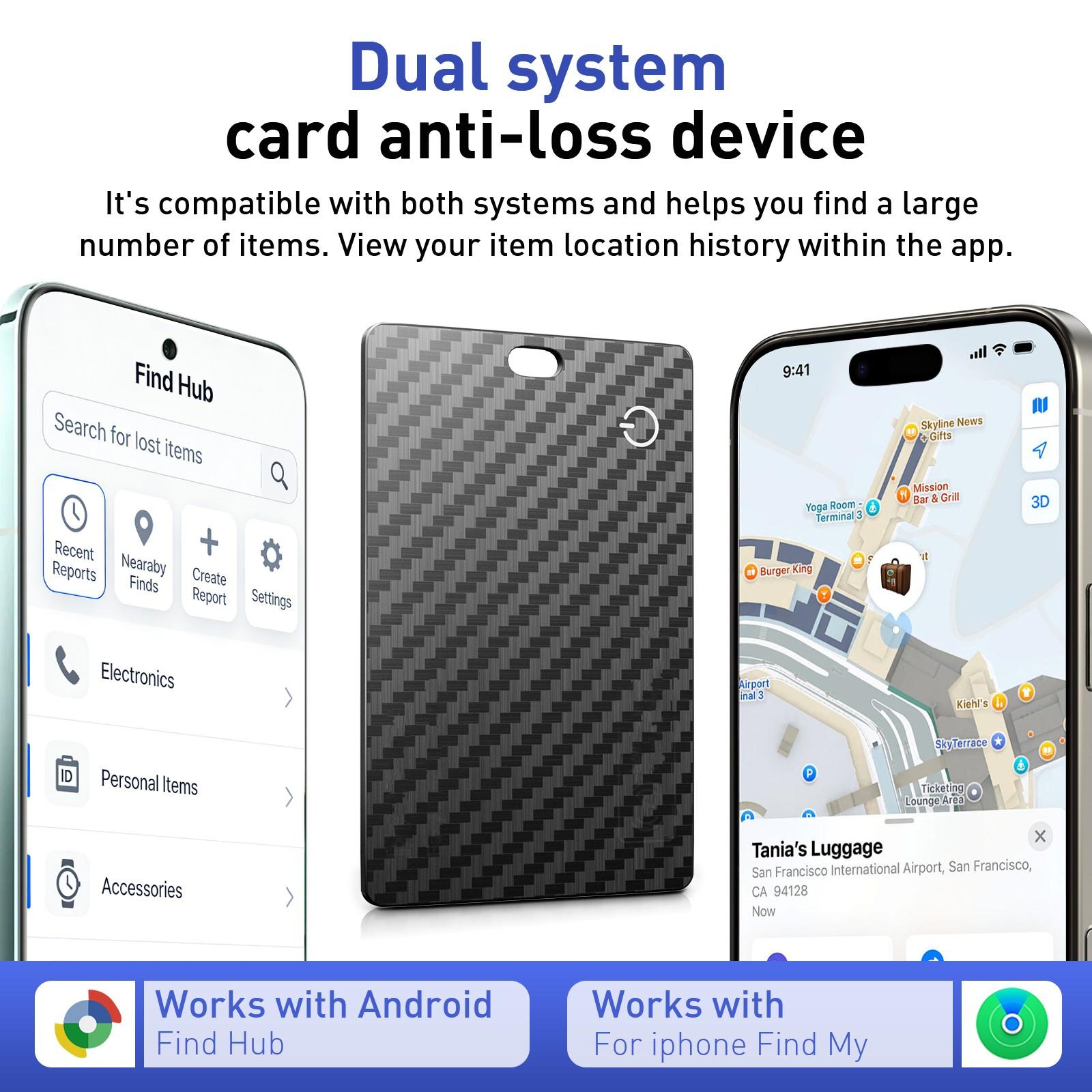 1PC Ultra-Thin Tracking Card for Luggage Tags, Passports, Phones, Wireless Charging Wallet Locator, Compatible with Apple & Android Global Tracking