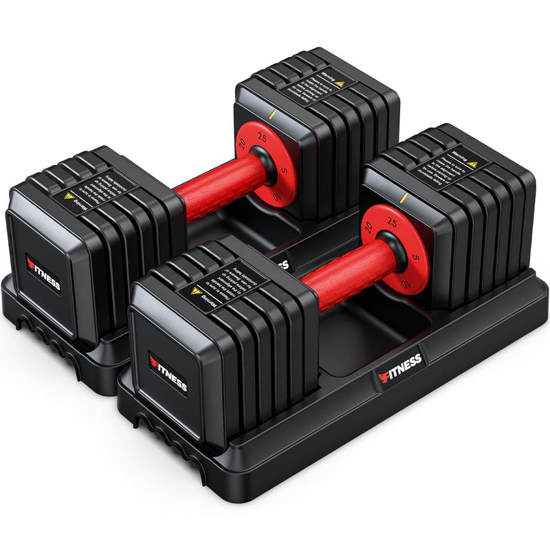 Adjustable Dumbbells Set of 2, 1-Sec Adjustable Weights Dumbbells Set, 5 in 1 Free Adjustable Dumbbell Set with Anti-Slip Texture Handle, 25lb-55lb,Weight Set For Home Gym Suit both Men and Women