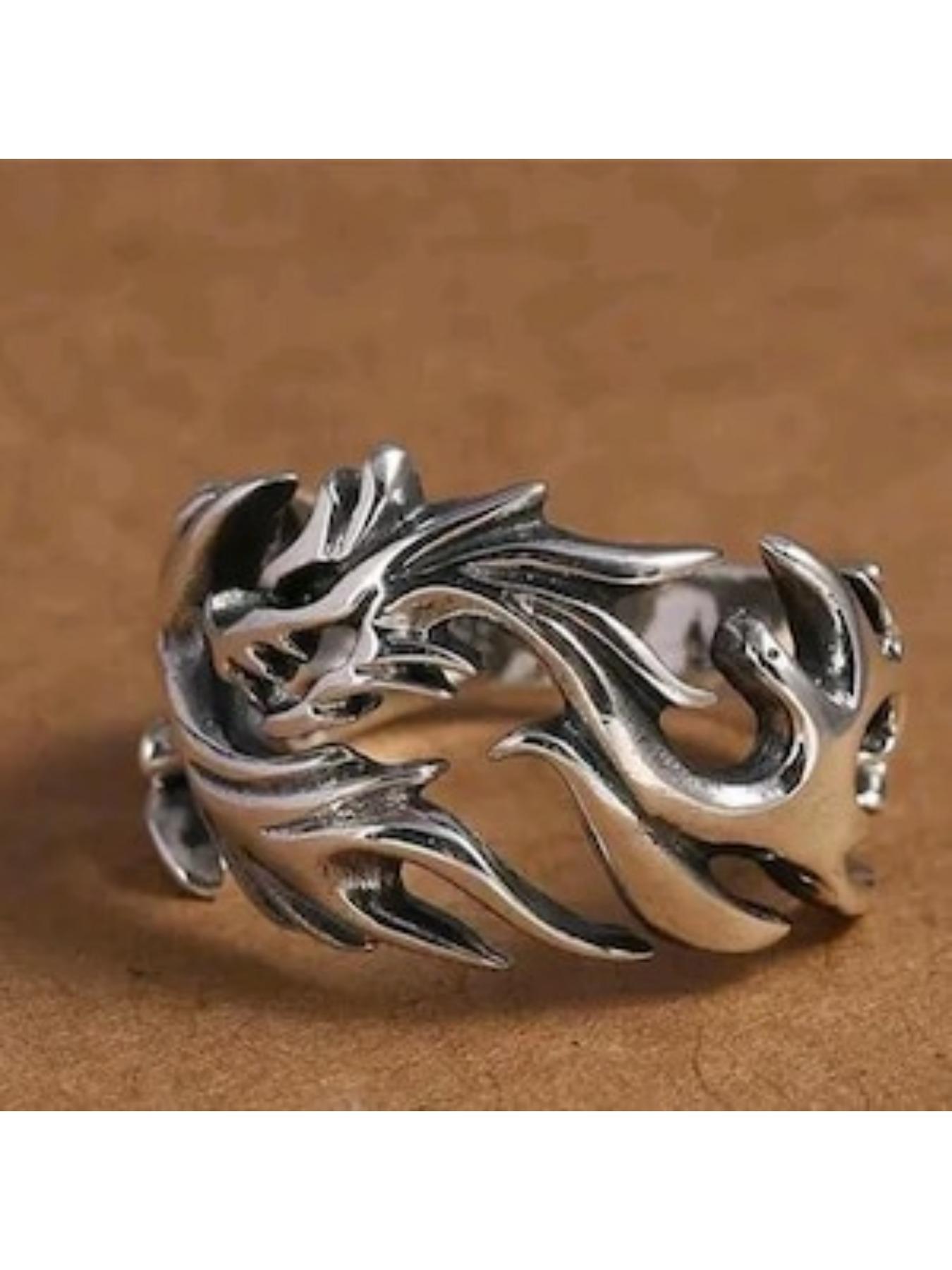 Dragon Ring, Adjustable silver dragon ring, Medieval talisman, Mythological fantasy jewelry, power, wisdom, transformation, Vintage Rings Jewelry