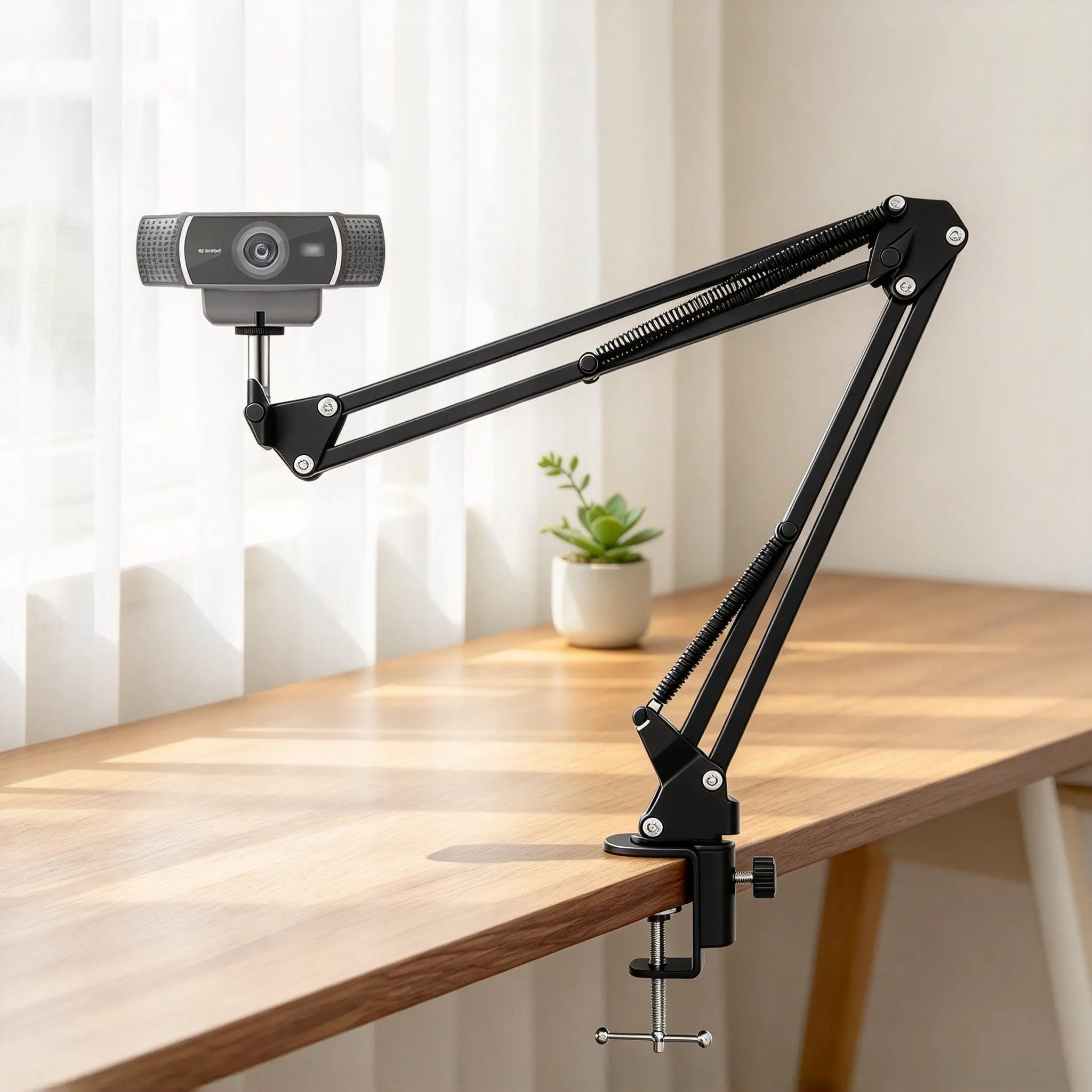 Adjustable Folding Webcam Stand, Desktop Arm Camera Mount, 1/4 Inch Screw Hole, Live Streaming and Online Class Camera Holder