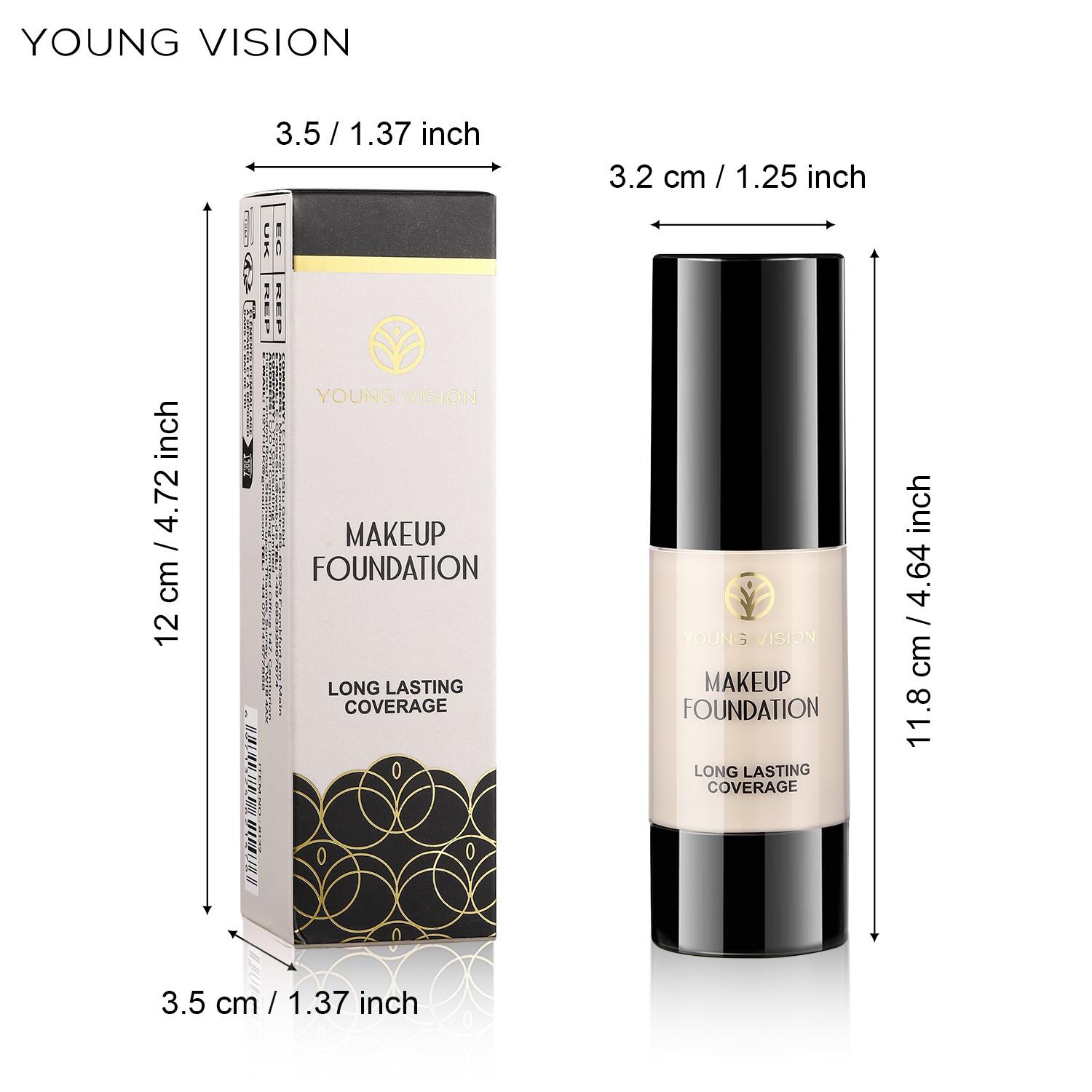 YOUNG VISION High Coverage Moisturizing Hydrating Liquid Foundation Makeup, Lightweight and Non-Heavy, Flawless Finish, Suitable for All Occasions