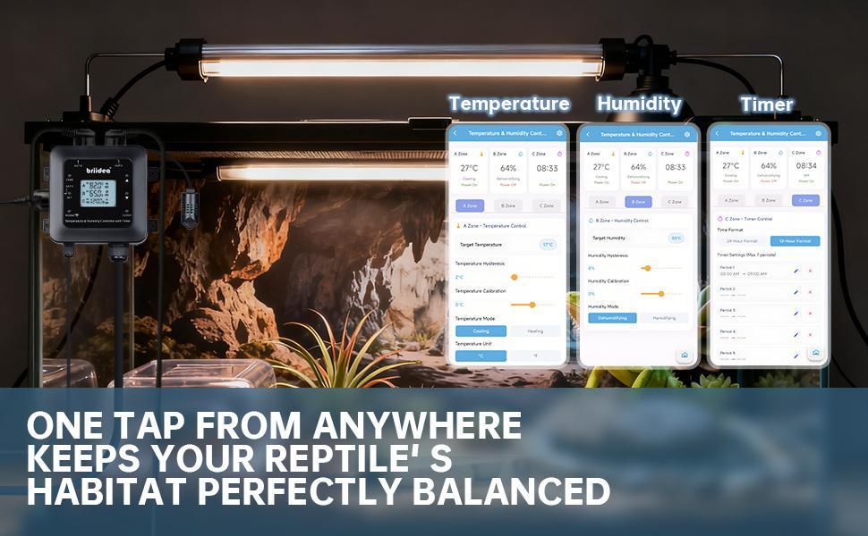 WiFi Temperature and Humidity Controller with Timer Outlet, Reptile Thermostat Hygrostat, App via Dual-Band 2.4G/5G WiFi for Greenhouse, Incubator, Mushroom, and Homebrew