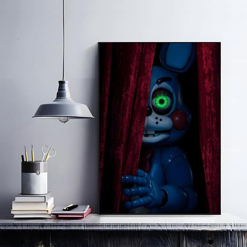 Iconic Horror Survival Game Franchise F-Five Nights at Freddy's Poster HD self-adhesive fade-proof waterproof wrinkle-resistant poster stickers Wall Art suitable for living room bedroom dormitory cafe bar background decoration wallpaper and gifts
