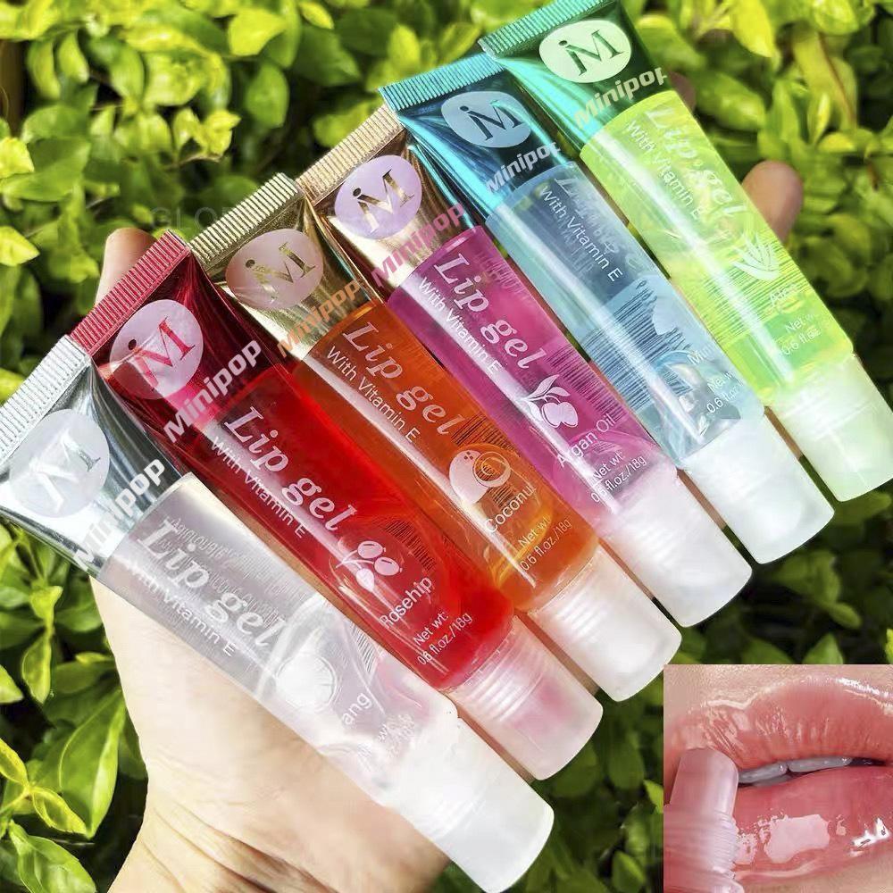 6-Pack Transparent Lip Oil, High Gloss Glass Lips, Moisturizing & Repairing, Fruit Scented Tube Design, Daily Use for Students
