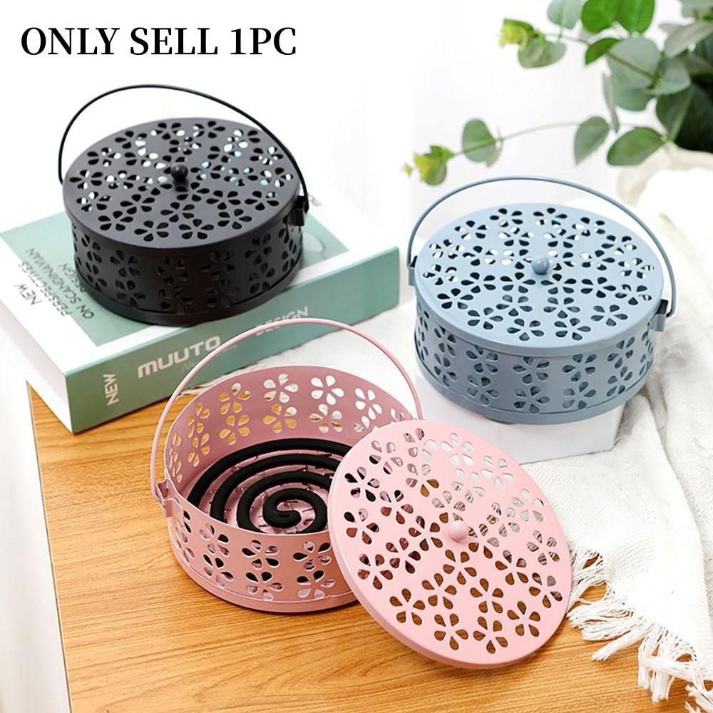 Modern Simple Iron Art Mosquito Coil Holder, Home Use Incense Tray, Fireproof Anti-Scald, Indoor Storage Box for Incense Burner