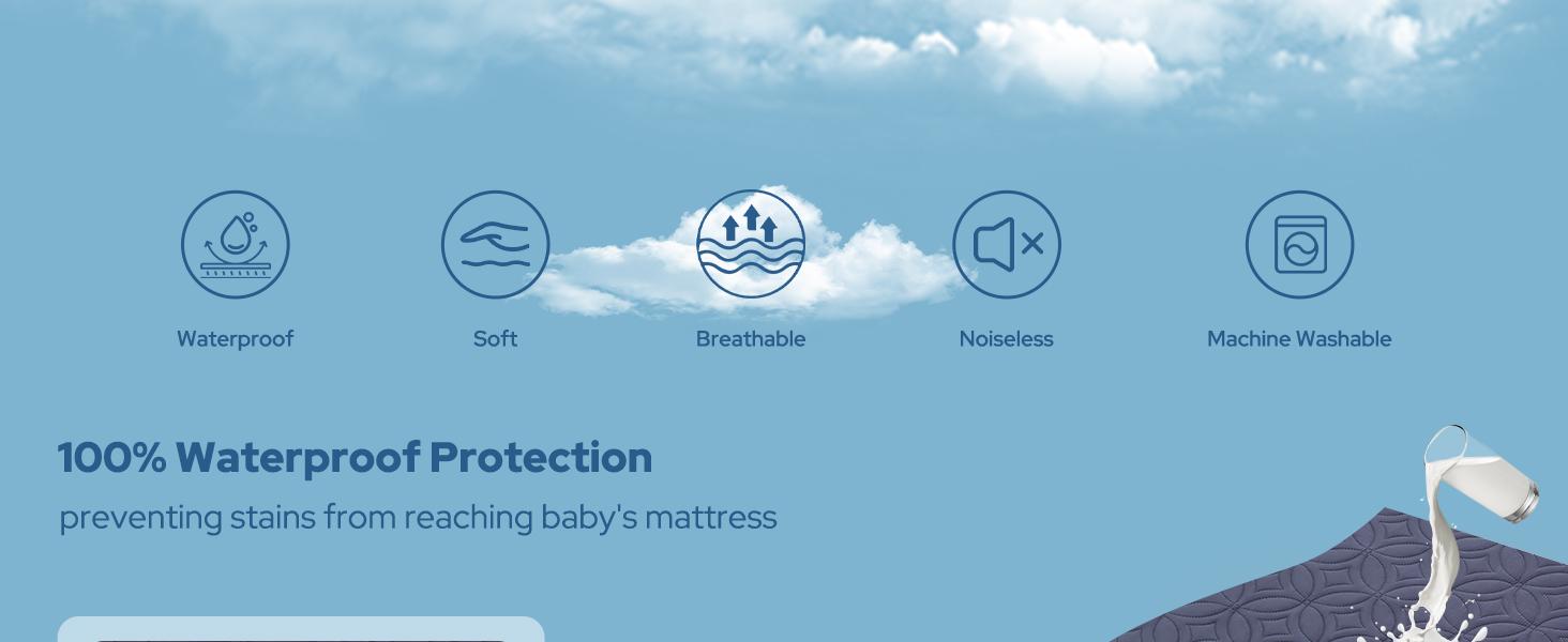 【BEDLORE】Waterproof Crib Mattress Protector 2-Pack, Soft & Breathable Crib Mattress Pad, Noiseless & Machine Washable Toddler Mattress Cover for Standard Baby Crib (52" x 28") 【BEDLORE】Waterproof Crib Mattress Protector 2-Pack, Soft & Breathable Crib Mattress Pad, Noiseless & Machine Washable Toddler Mattress Cover for Standard Baby Crib (52" x 28")
