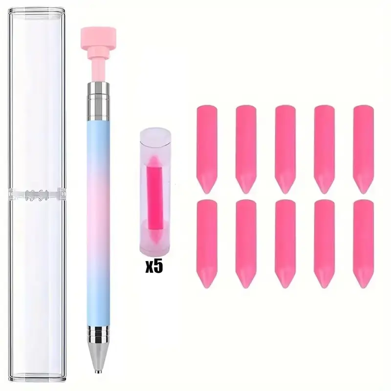 Diamond Art Painting Pen Set, 1 Count Adhesive Pen & 10pcs Replaceable Wax Tip, DIY Diamond Arts Colorful Painting Tool, DIY Craft Supplies for Home School Office