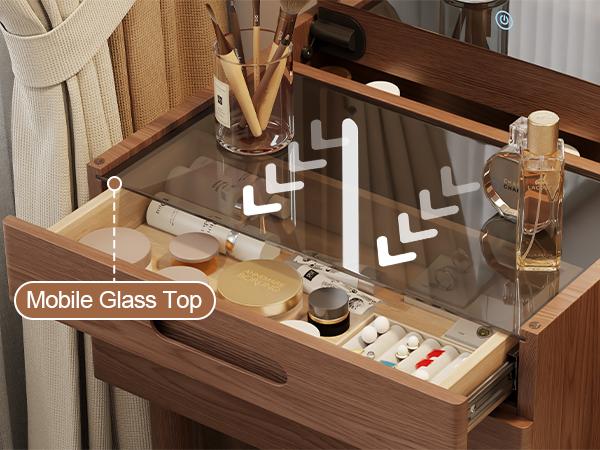 【HOT】Small Space Vanity Desk, 100% Solid Wood Makeup Table, Flip-Top Mirror with Lights, Space-Saving Makeup Table with Drawers, Adjustable Brightness, Elegant & Functional Vanity, Narrow Space Available