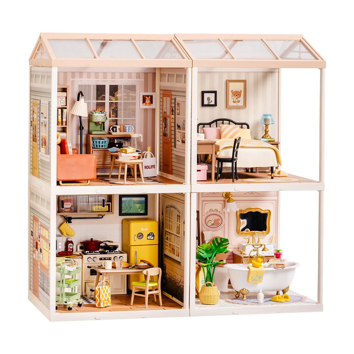 Rolife DIY Miniature Dollhouse Kit Super Store Series Plastic Building Blocks Kits Mini Dollhouse Plastic Tiny Room Craft