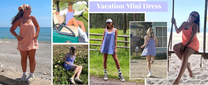 Molitree Women's Summer Sleeveless Mini Dress Athletic Dress V Neck Spaghetti Strap Short Tennis Dress with Built-in Shorts