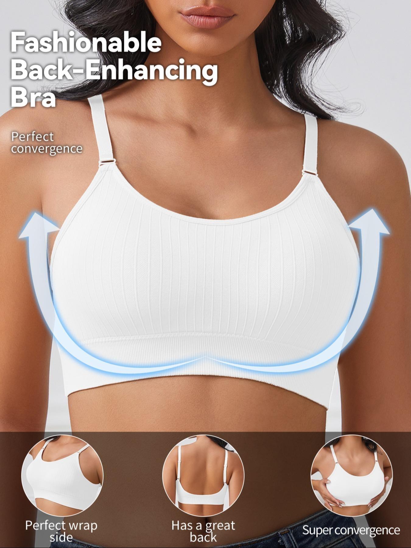 Seamless Deep U Neck Wireless Medium Backless Bra, Comfortable Women's Lingerie for Back to School Season, Soft Everyday Underwear Set, Wirefree Bras