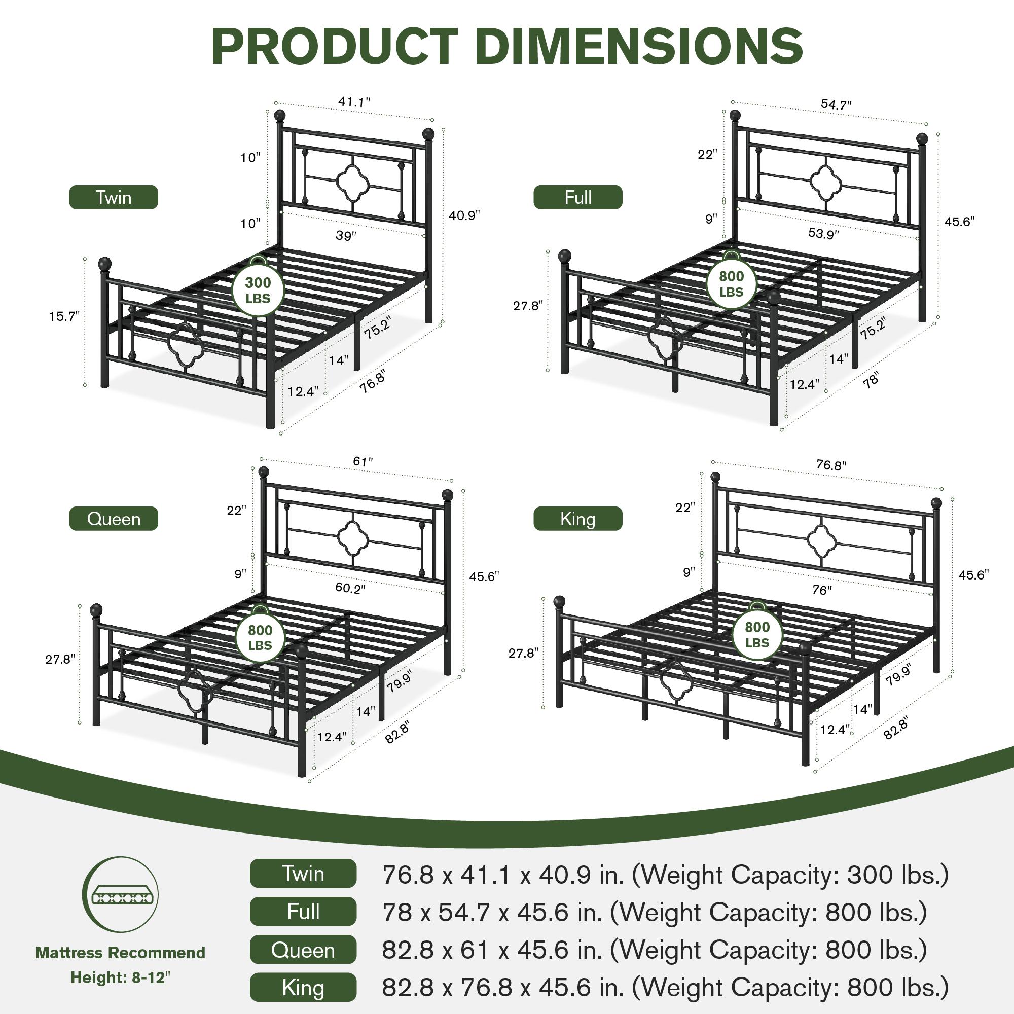 MUTICOR 14in Metal Platform Bed Frame,Vintage Iron-Art Headboard【Frame Only No Mattress】Metal Slats Support Bed Base for Storage,No Box Spring Needed,Full/King/Queen Size Bed Frame#TikTokShopBlackFriday #ChristmasGifts