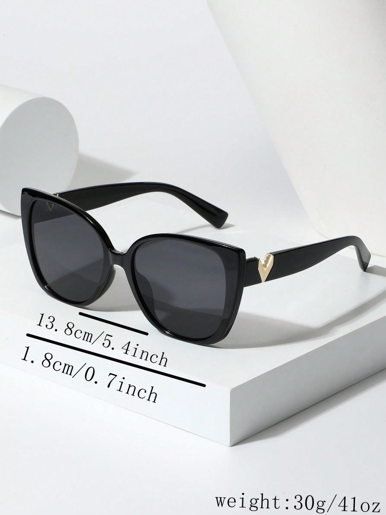 Women's Casual Cat Eye Glasses, Thick Frame Vintage Style, Decorative Metal Accessories, Summer Daily Wear, Includes Case & Cloth