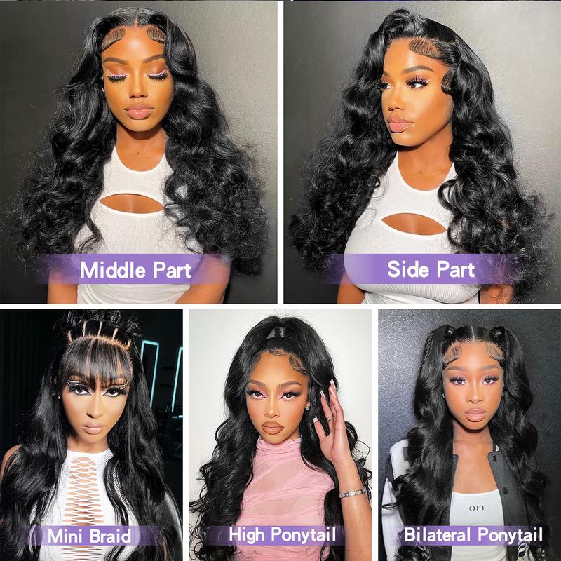 13x6 Body Wave Lace Front Wigs Human Hair Pre Plucked Natural Hair Line Bleached Knots 13x4 HD Transparent Lace Frontal Wig 180% Density