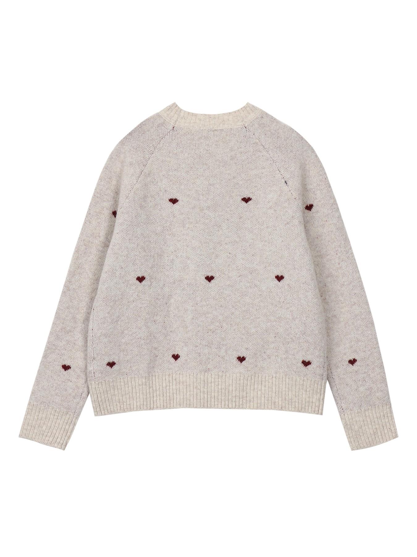 Plus Size Women's Fall Winter Heart Pullover, Chic Long Sleeve Drop Shoulder Knitwear Knitting, Cozy Crew Neck Sweater for Casual Daily Wear Tops