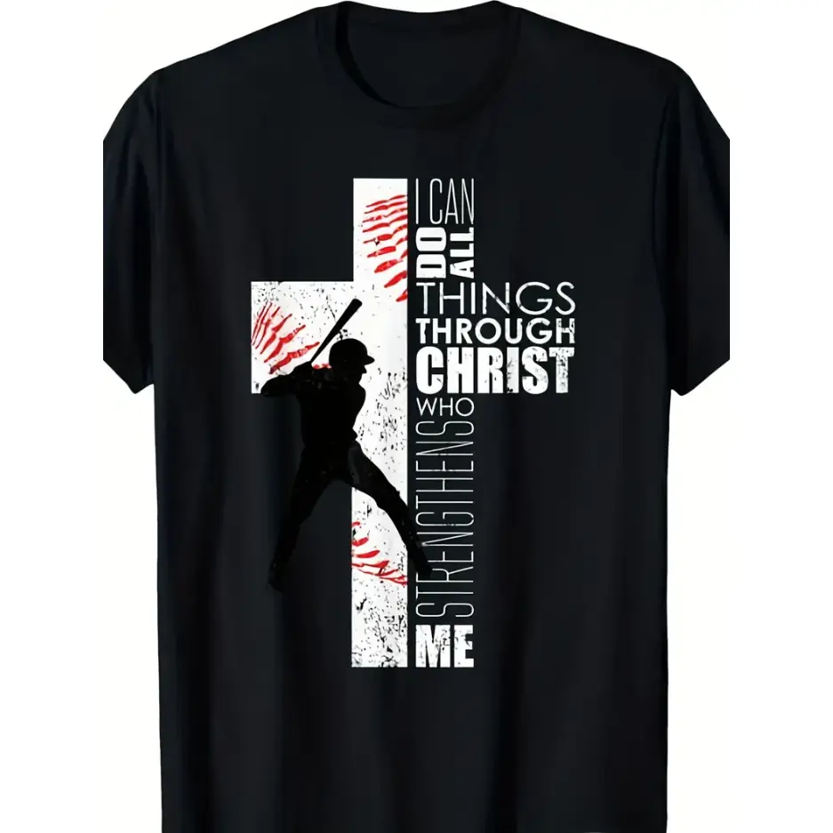 Christian Teen Boys Kids Baseball Philippians 4 13 unisex soft cotton short sleeve t shirt, vintage graphic casual tee for men women teens, perfect birthday holiday gift for camping travel gym daily street casual wear
