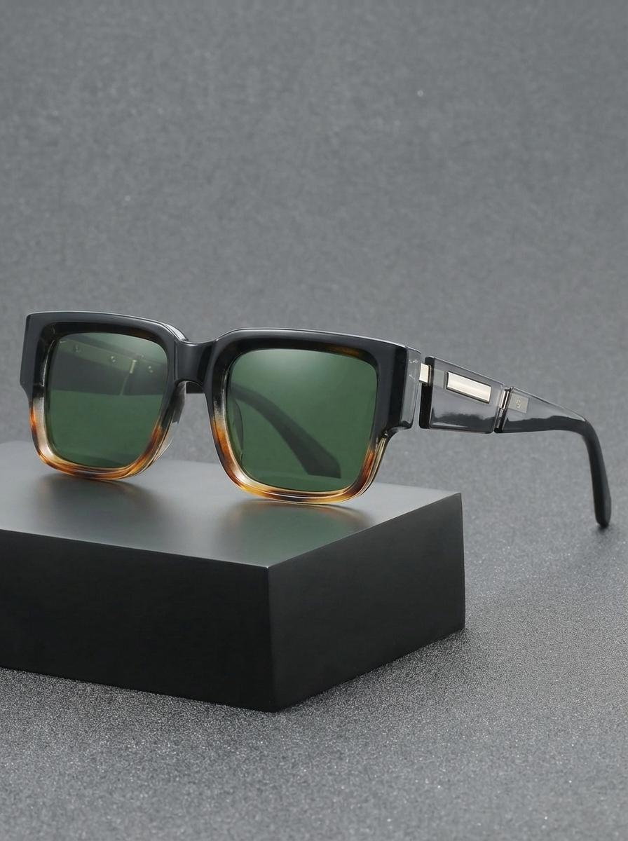 New Retro High-End Square Fashion Sunglasses, Unique Blue Thick Frame, Versatile Simple Personality, Stylish Unisex Eyewear