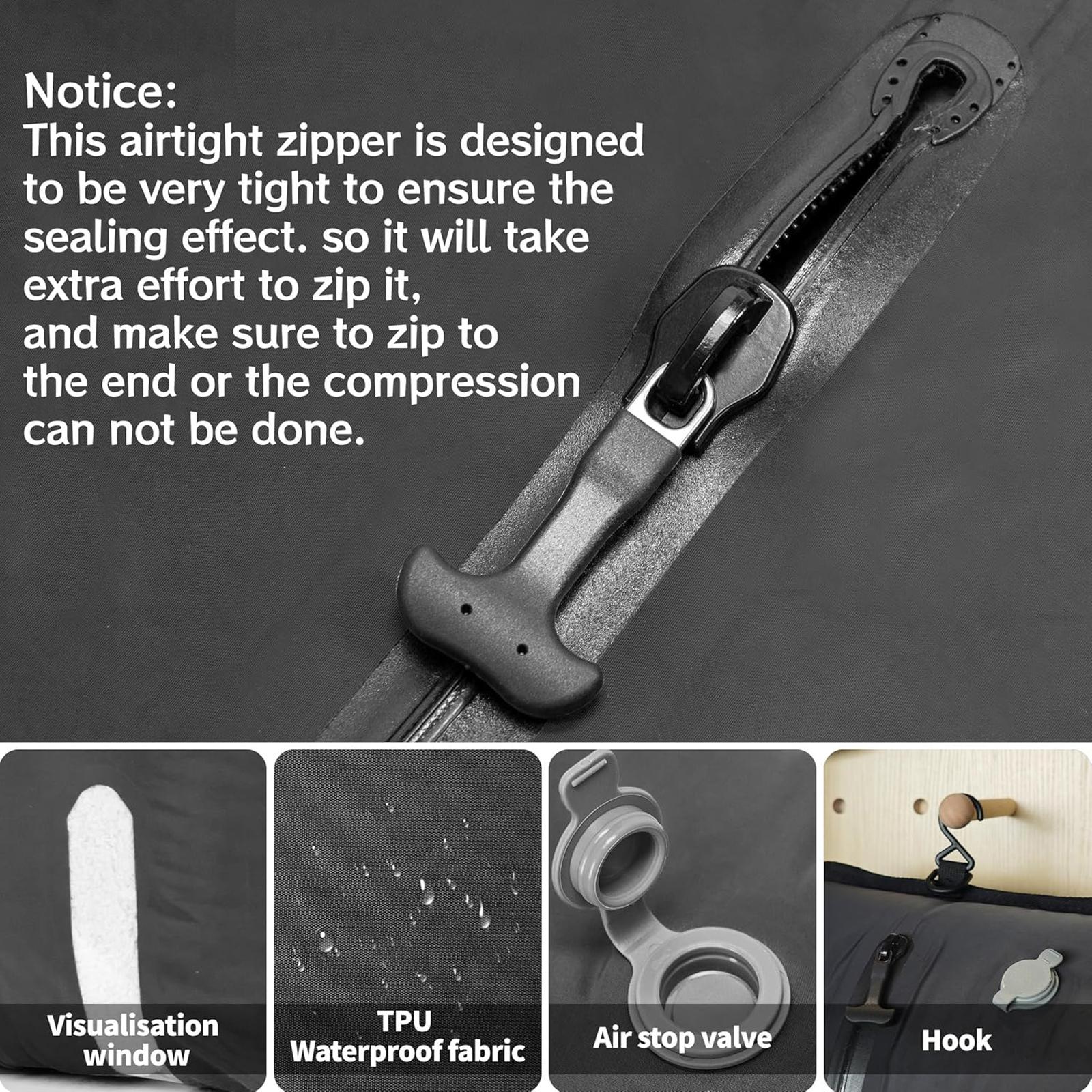 Vacuum Compression Bag, 1 Count Reusable Space Saving Vacuum Storage Bag, Waterproof Storage Bag for Suitcase, Backpack, Luggage Packing