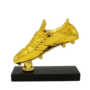 Resin Football Golden Boot Trophy Statues Champions Soccer Trophies Football Fan Gift Home Office Decoration Model Decor Crafts