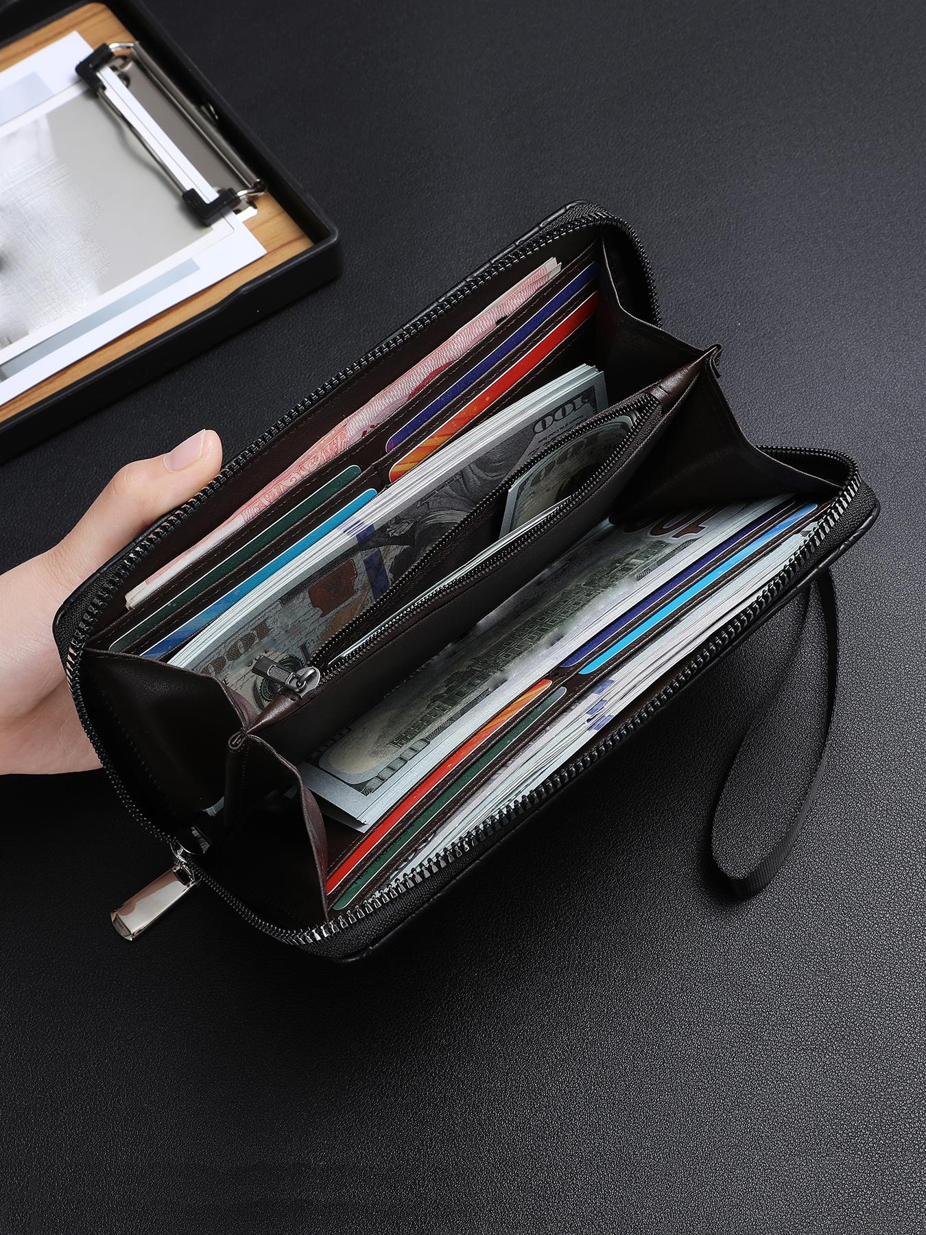 Men's Business Stone Texture Zipper Clutch Bag, Fashion Color Block Design, Multi-Functional Large Capacity Wallet, Gift for Boyfriend Father Son, Men Gifts
