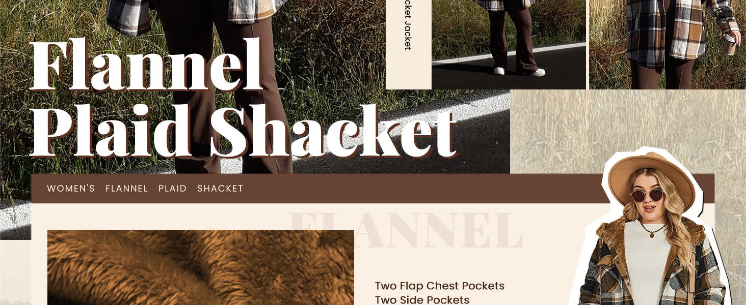 Plus Size Women Flannel Plaid Shacket Jacket Long Sleeve Button Down Fleece Hooded Jackets Fall Winter Coat Plus Size Women Flannel Plaid Shacket Jacket Long Sleeve Button Down Fleece Hooded Jackets Fall Winter Coat