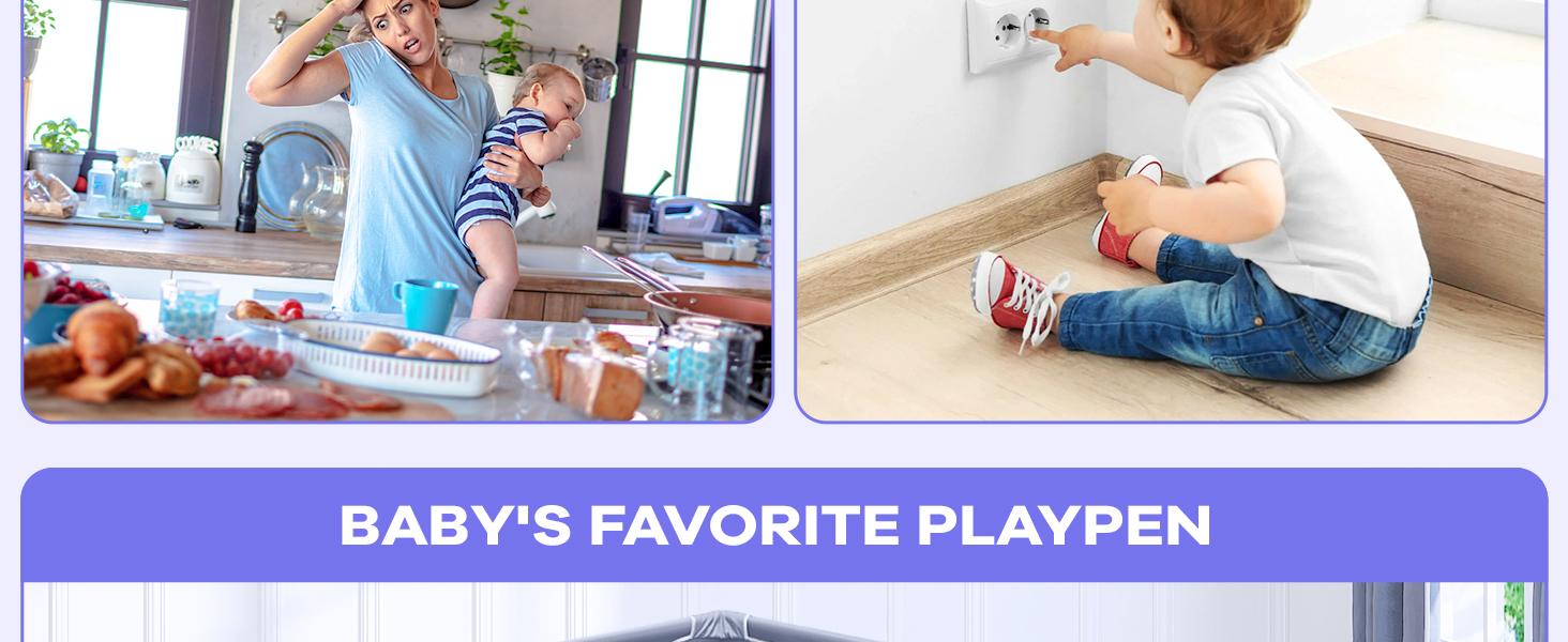 Baby Playpen, Indoor and Outdoor Playard, Play Pens for Kid Activity Center, Sturdy Safety Baby Fence with Breathable Mesh for Toddler playpen