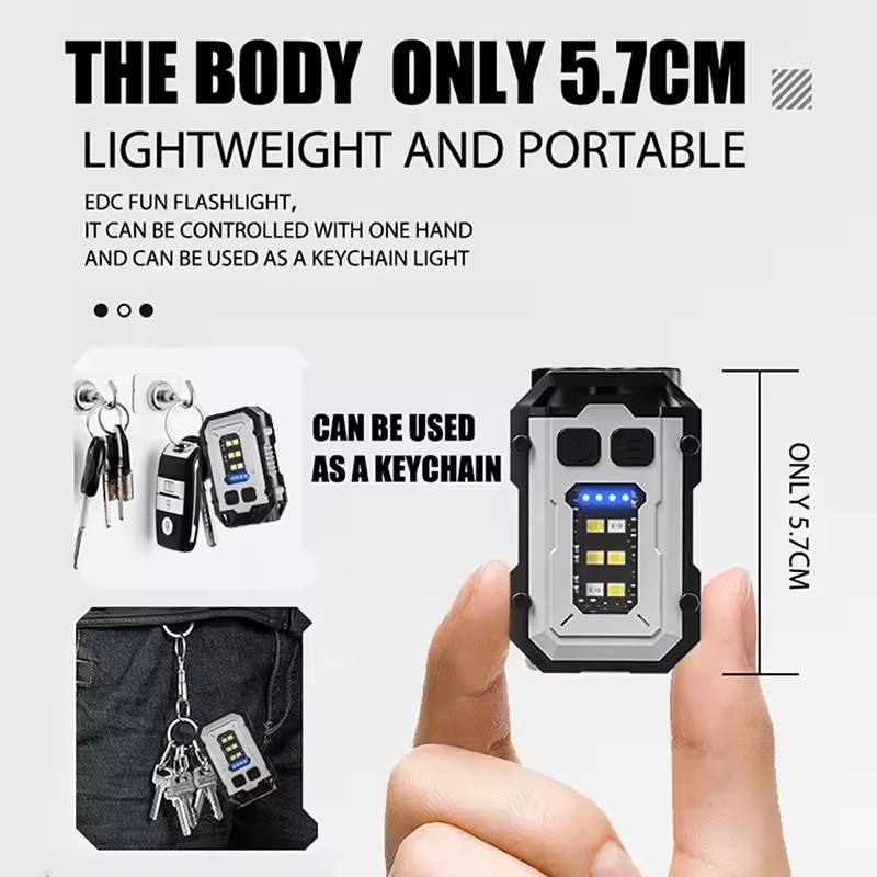 Mini Keychain USB Rechargeable LED Flashlight, Portable Magnetic Torch, Super Bright Camping Light, 8 Modes, Ideal for Camping, Running, Emergency, Hiking