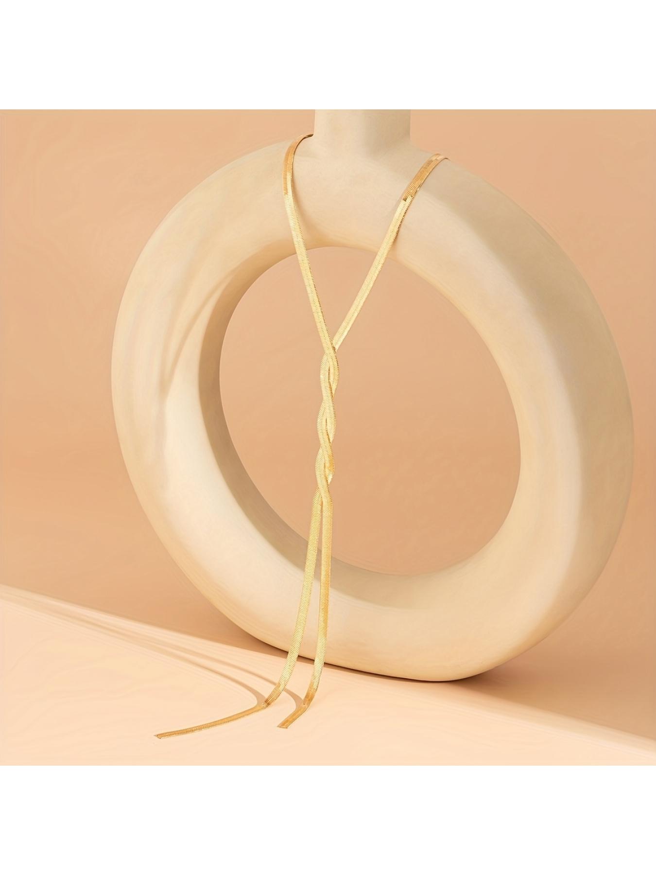 1 Piece Simple Handmade Flat Snake Chain Long Tassel Necklace - Fashion Jewelry Gift for Mom, Wife, Girlfriend & Best Friend