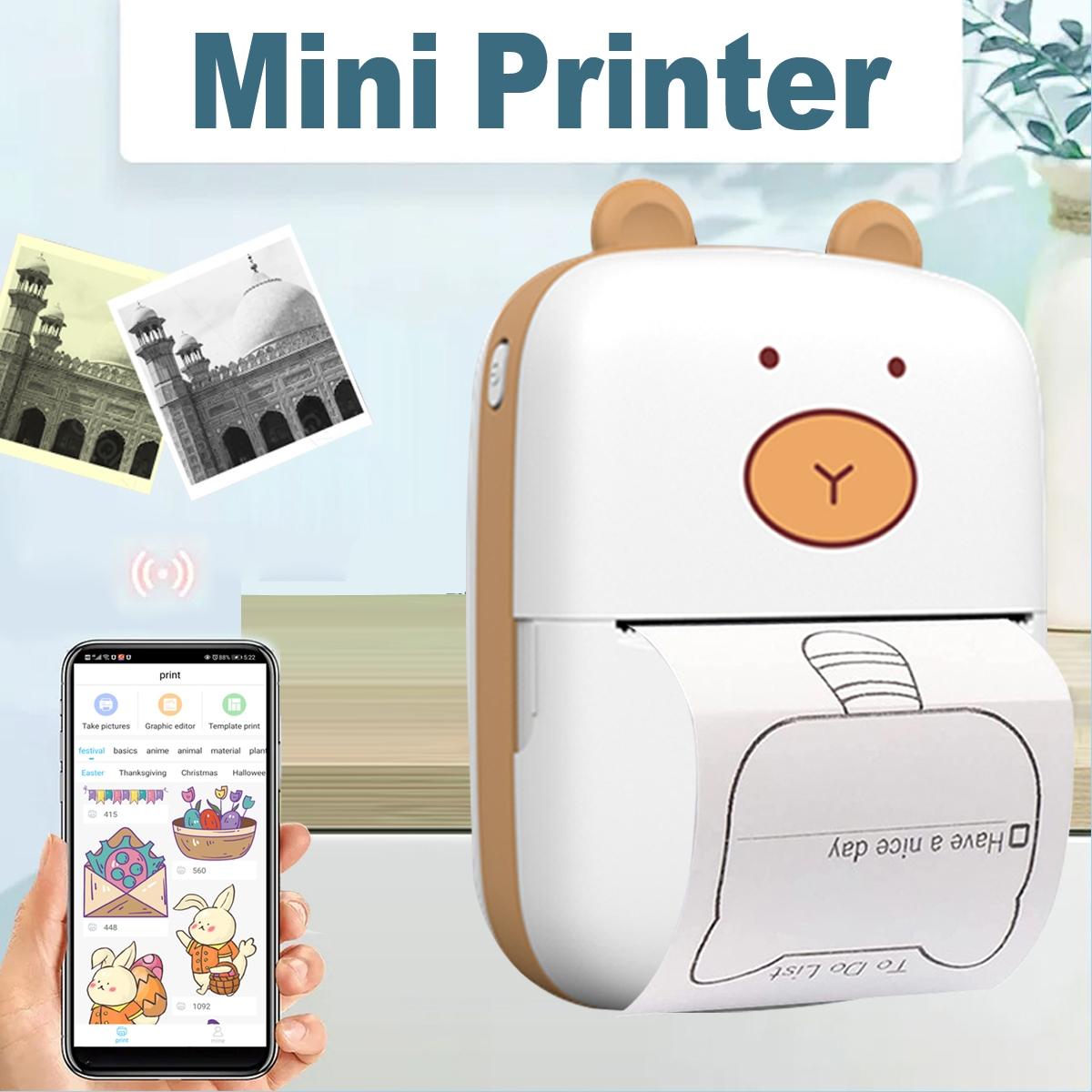 Mini Printer Portable Inkless Sticker Maker Compatible with iOS & Android, Ideal for Notes Photos Labels Text To-Do Lists, Thermal Label Maker