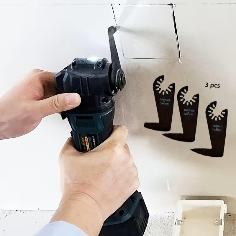 3 Piece Oscillating Multi-Tool Blades with Quick Release, Stainless Steel Teeth, Compatible with Most Cordless Drills and Oscillating Tools, Suitable for Drywall, Metal, Wood, and Construction Projects