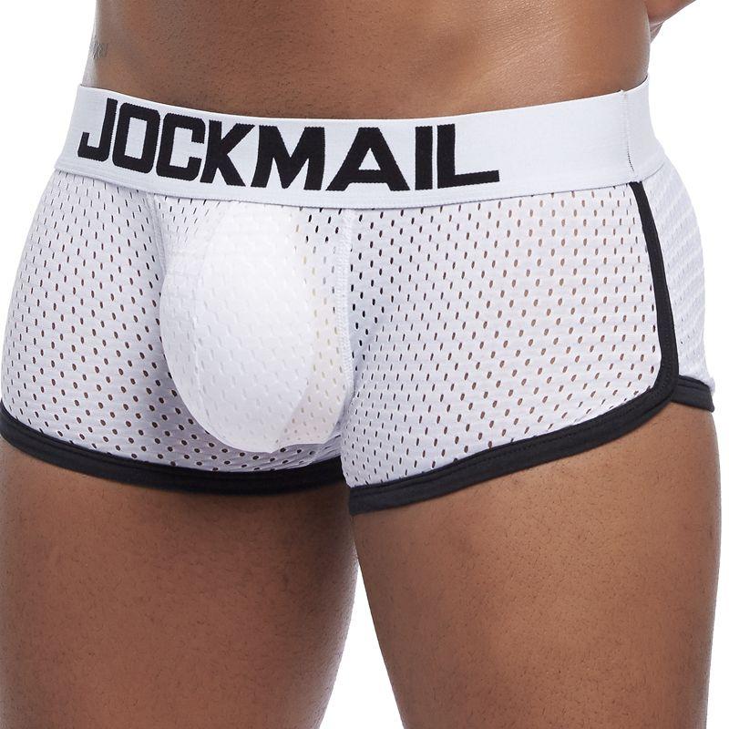 Boxer Mens Package and Butt Padded Underwear Enhancing Trunks Mesh Breathable with Hip-up Enhancing Removable Front and Hip Pads