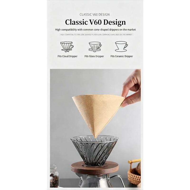 Sector Shape Cone Coffee Filters, 100-Count Unbleached Natural Paper, Disposable Compostable Time-Saving Tear-Resistant for 2-4 Cup Pour Over & Drip Coffee Makers Sector Shape Cone Coffee Filters, 100-Count Unbleached Natural Paper, Disposable Compostable Time-Saving Tear-Resistant for 2-4 Cup Pour Over & Drip Coffee Makers