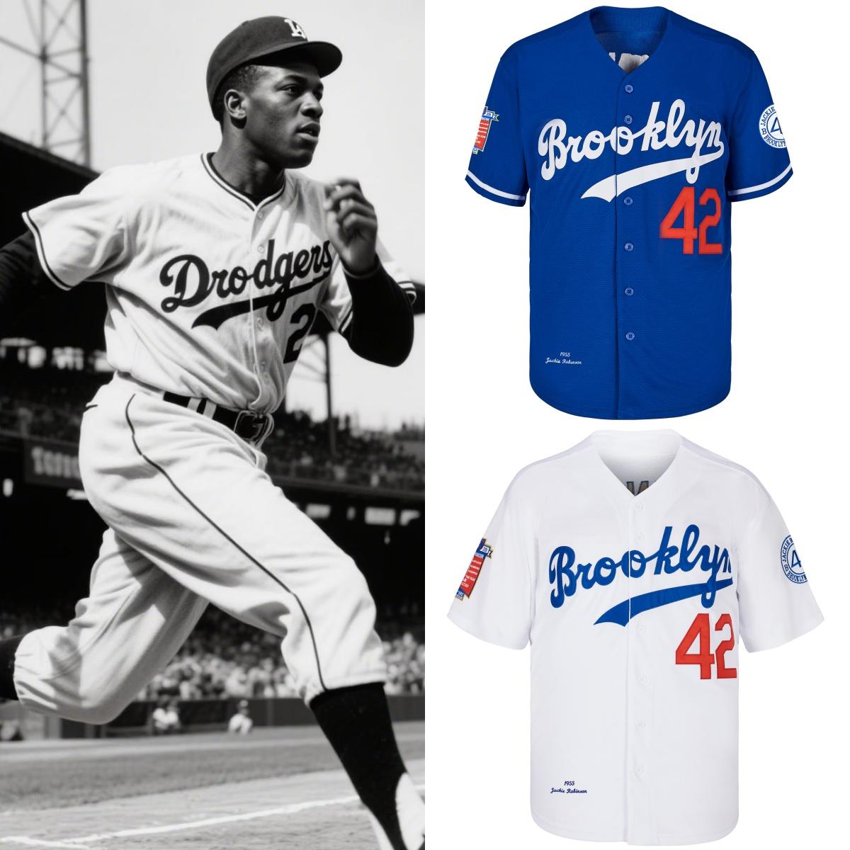 Men's Jackie Robinson #42 Vintage Embroidered Baseball Jersey