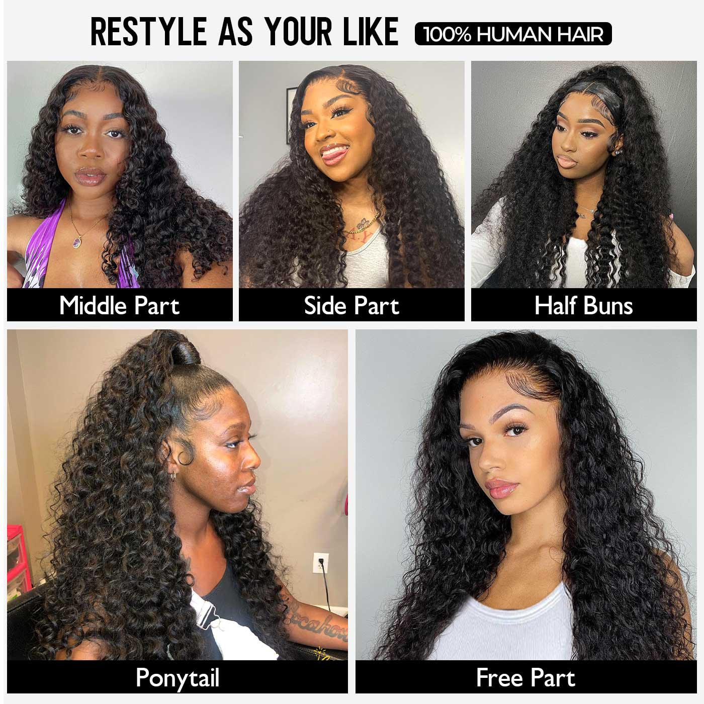 【26‘’ Burgundy Deep=$140】Tahikie 99J Burgundy Colored 200% Density Deep Wave 13x6 Full Frontal HD Lace Front Curly Wave FB30 Highlight /Natural Black Human Hair Wigs For Women TikTokShopBlackFriday