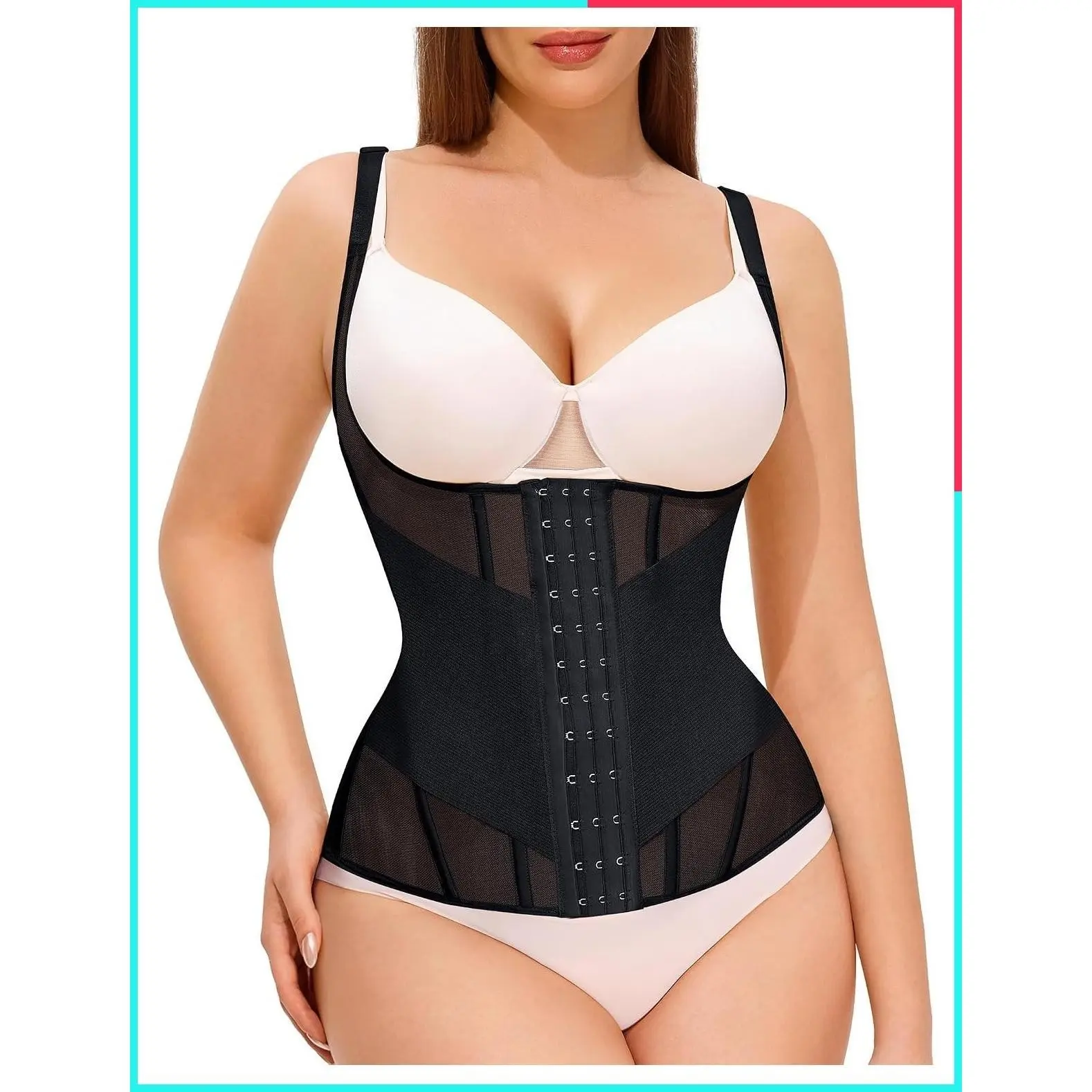 Women's Waist Trainer Corset Shapewear for Tummy Control | Waist Cincher Tank Top with Adjustable Straps, Back Support Girdle, Faja Body Shaper