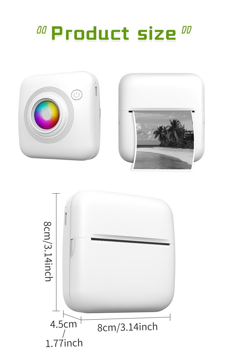 Mini Printer: Inkless Wireless Portable Design, Supports Photos Text Web Pages Bills, Perfect for Instant Printing Anytime Anywhere