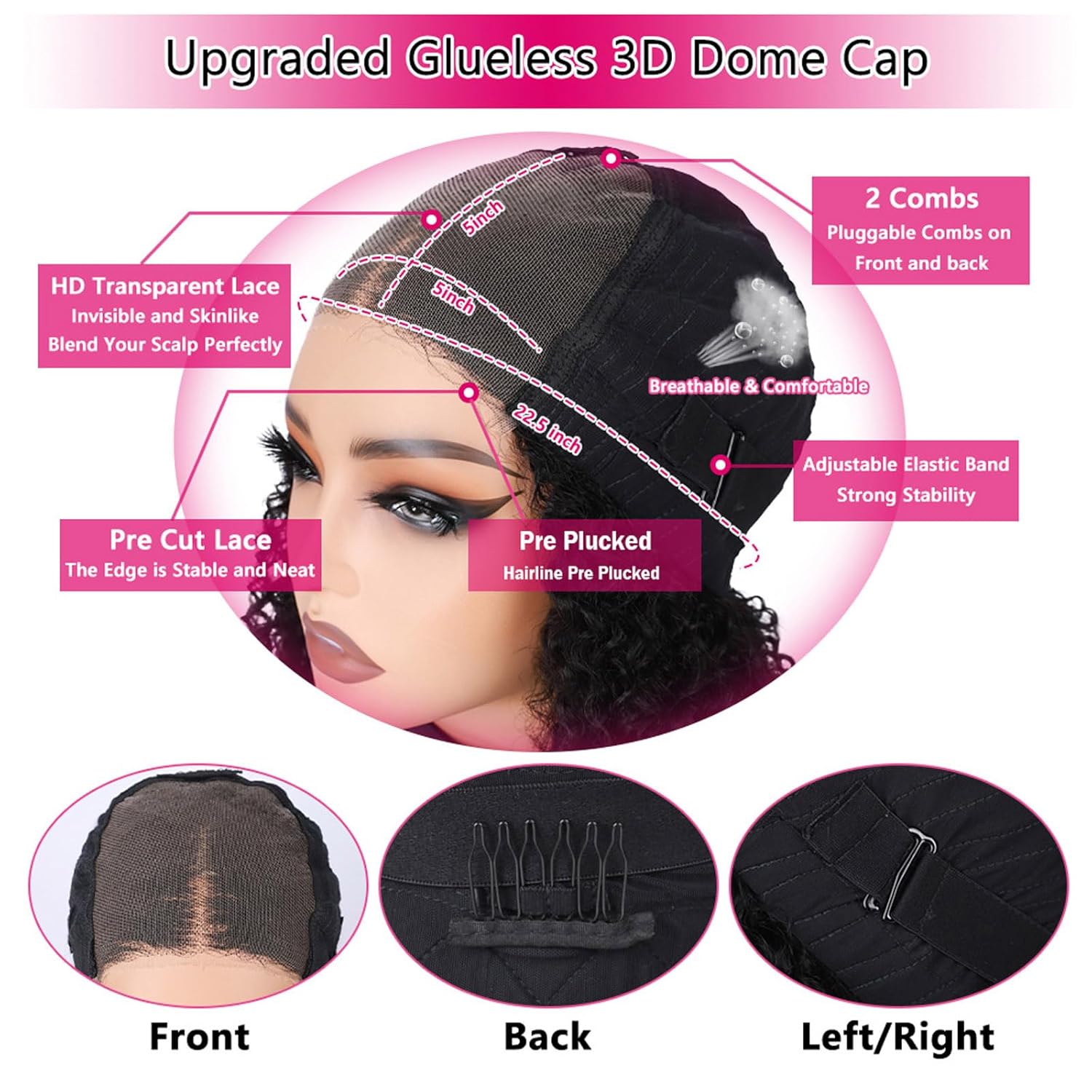 Wear and Go Glueless Bob Wigs for Black Women Short Kinky Curly Glueless Bob Wig Human Hair Invisible SKINLIKE Real HD Transparent Lace  Pre Plucked Pre Cut  200% Density