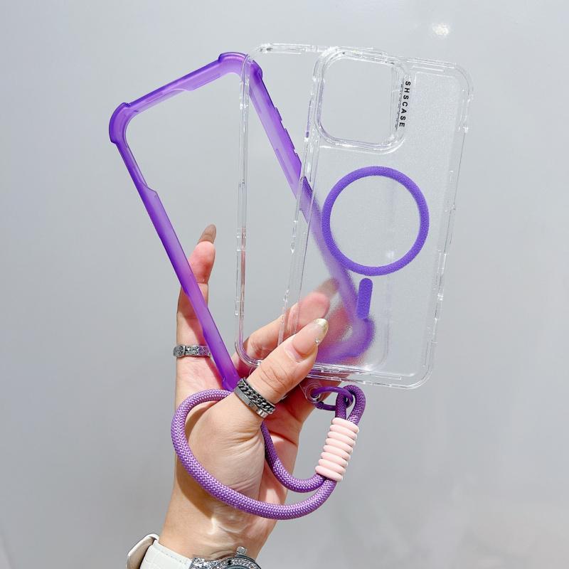 One new transparent matte iridescent case for MagSafe phone of Apple 17 Pro Max. Also suitable for 16 Pro hanging strap. Comes with 4 corner thickening for shock protection for 16/15 Pro Max/13 Pro. Comes with a protective case.