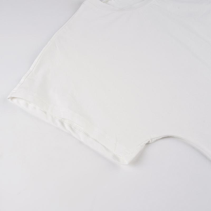 Women's Solid Color Crop Tee, Casual Half Sleeve Round Neck T-shirt for Summer, Ladies Clothes for Daily Wear