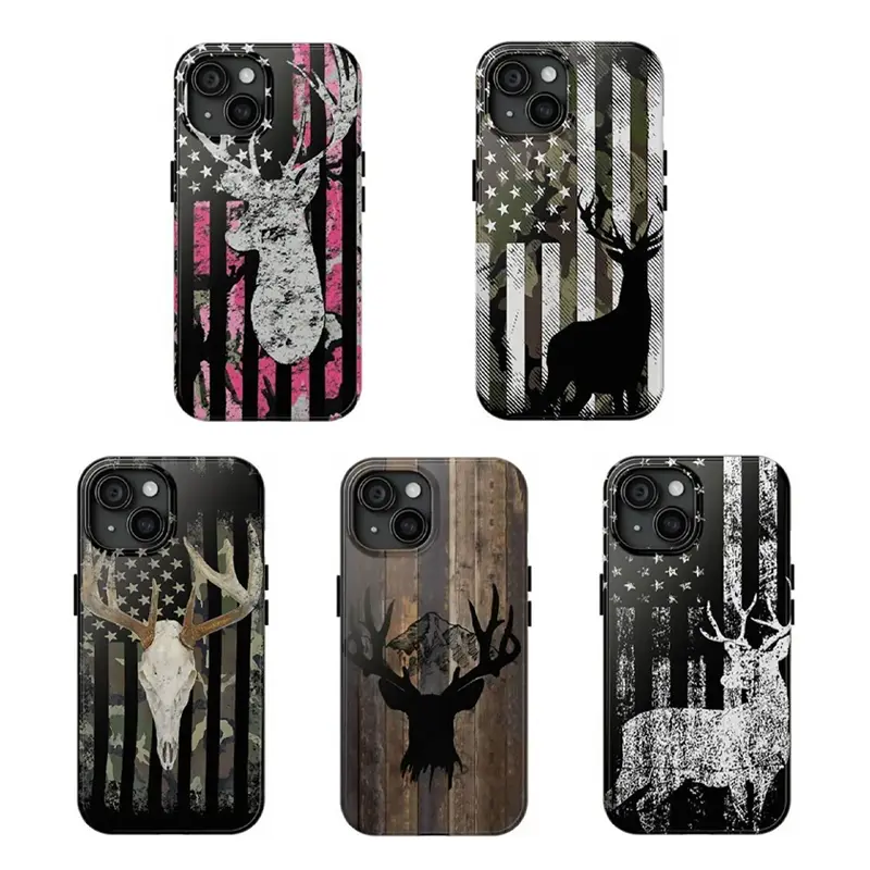 Deer Antler American Flag Smartphone Casing,for iPhone 16 15 14 13 12 11 17Pro Max Protection Casing,for Samsung S25 S24 S23 S22 Ultra,Gifts For Fans, Phone Accessories
