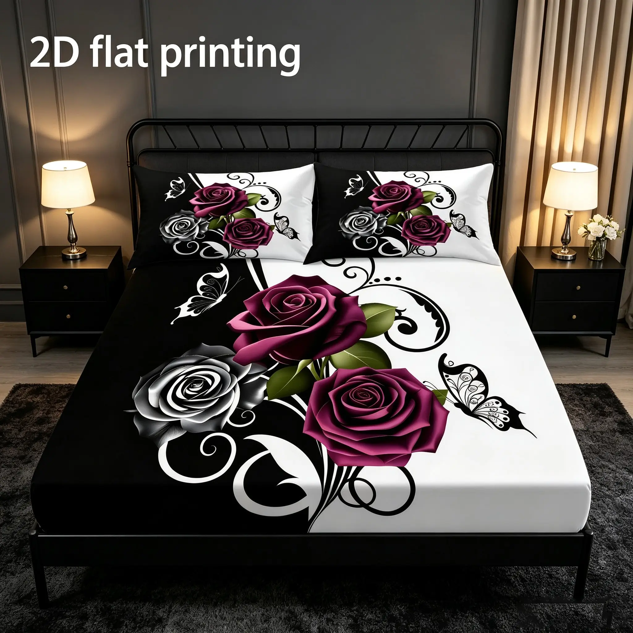 3-piece exquisite floral patterned bed sheet set (including 1 bed sheet and 2 pillowcases without pillow core) suitable for home bedrooms and dormitories, Floral Bedding Set, suitable for all seasons, Bed Sheets Set, Bed Sets