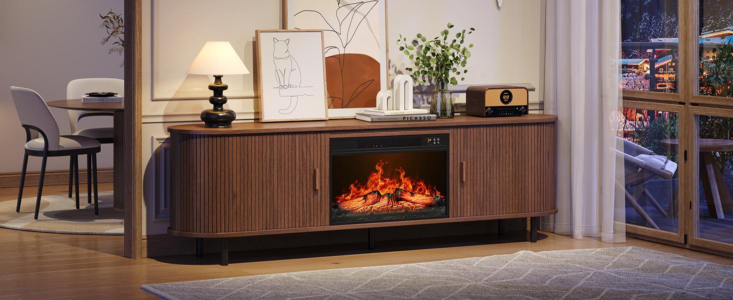 【SPOTLIGHT DAY】ONBRILL 70.8" Gorgeous Fluted Fireplace TV Stand for TVs Up to 80" with 23" Electric Fireplace, Luxury Modern Entertainment Center with Power Outlet , TV Media Console with Storage for Living Room, Bedroom Furniture 【SPOTLIGHT DAY】ONBRILL 70.8" Gorgeous Fluted Fireplace TV Stand for TVs Up to 80" with 23" Electric Fireplace, Luxury Modern Entertainment Center with Power Outlet , TV Media Console with Storage for Living Room, Bedroom Furniture