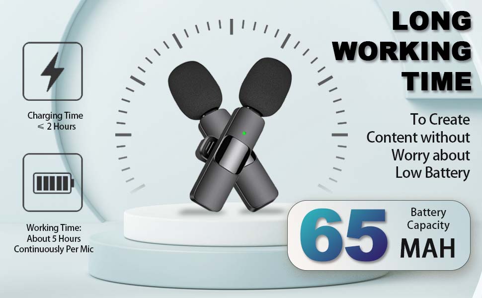 Upgraded Professional Mini Wireless Lavalier Microphone,Noise Reduction Clip on Mic for iPhone 15, iOS and Android Devices , 2 Pack Cordless Omnidirectional Condenser Recording Mic for Interview, Video, Podcast, YouTube