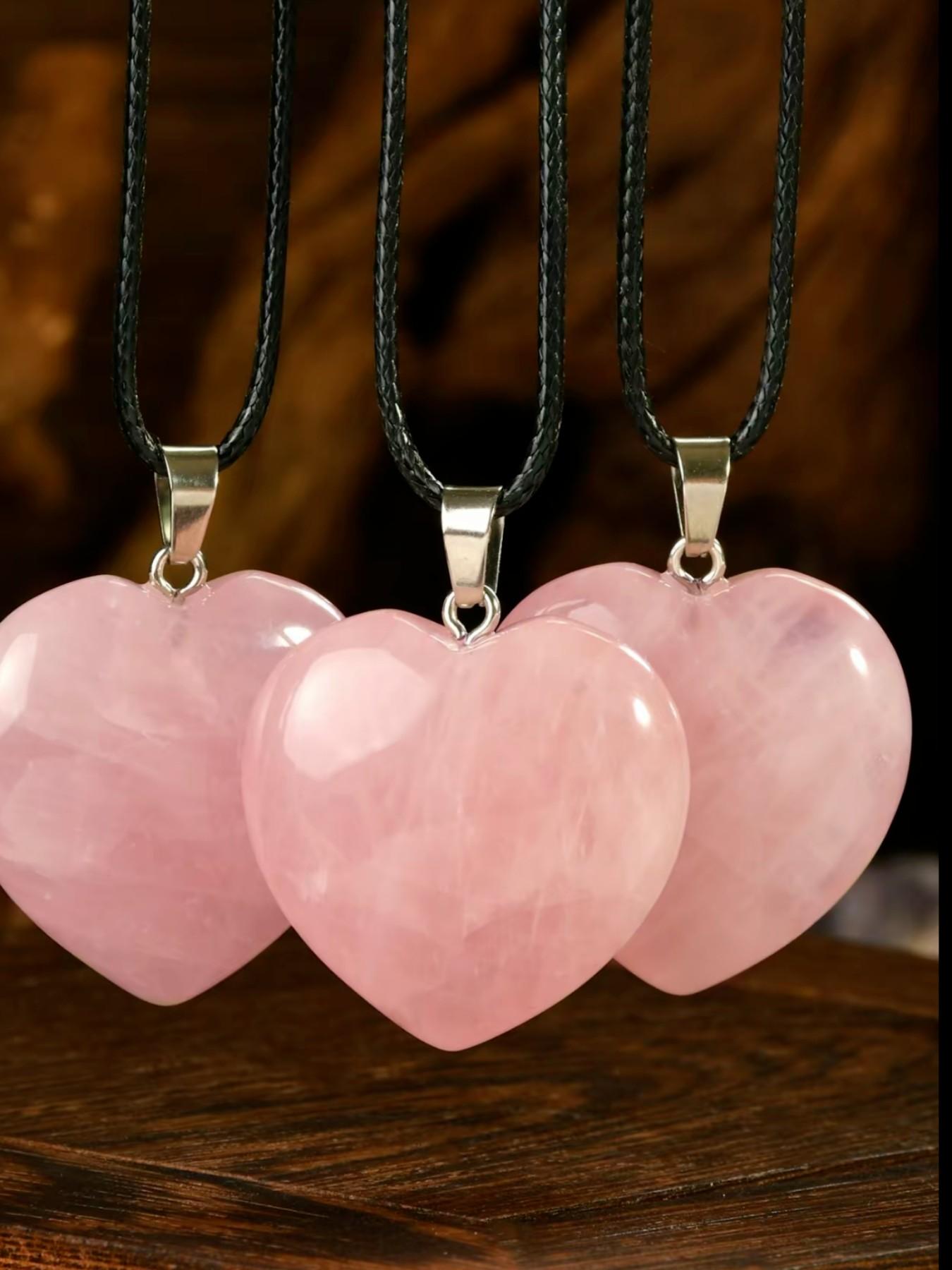 30mm Aaa Rose Quartz Love Necklace, Elegant Collar Style, Women's Design, Perfect Gift for Festivals, Natural Stone Color Randomly Selected