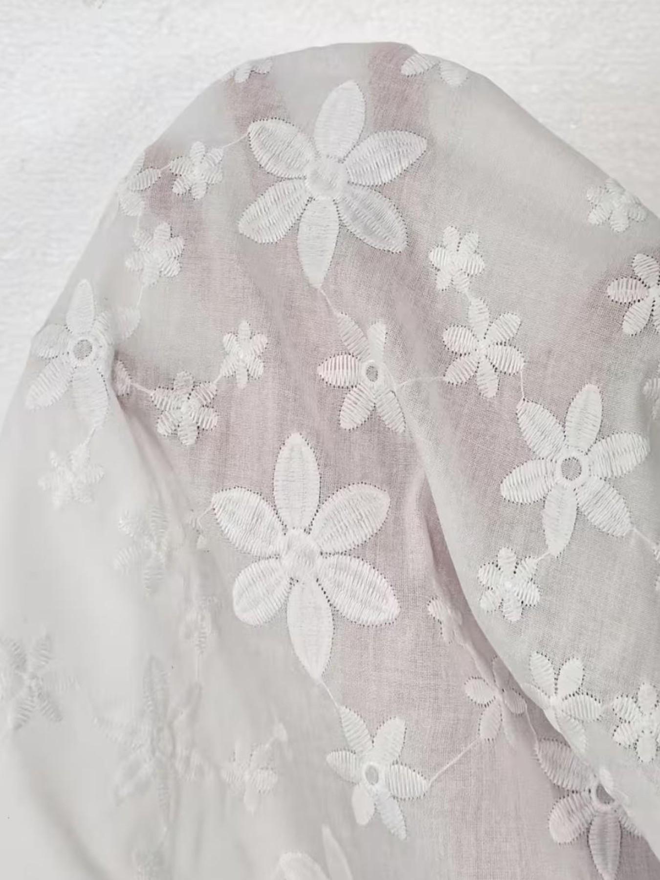 Elegant Women's Semi-Transparent Commuter Top, Casual Embroidered Blouse, Loose Fit Shirt, Comfortable Solid Color T-Shirt for Ladies