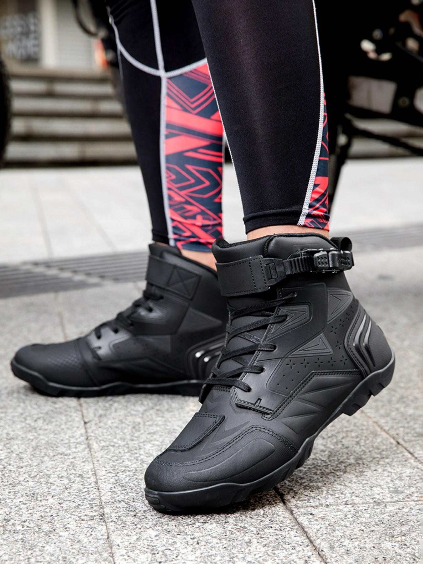 Men's Motorcycle Riding Shoes, Anti-Slip Racing Boots, Waterproof Safety Design, Comfortable and Secure, Ideal for Safe Cycling